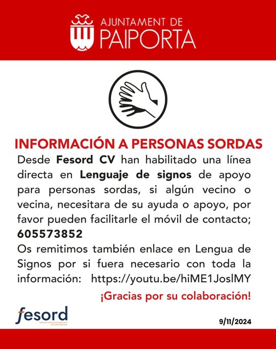 Paiporta: Información a personas sordas